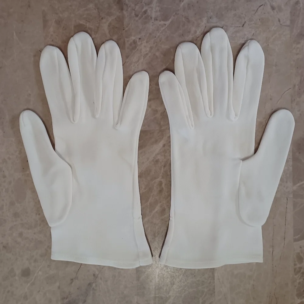 VTG 1950s/1960s Dress Gloves Two-Pair Lot Black Stitched & White Nylon Size 8